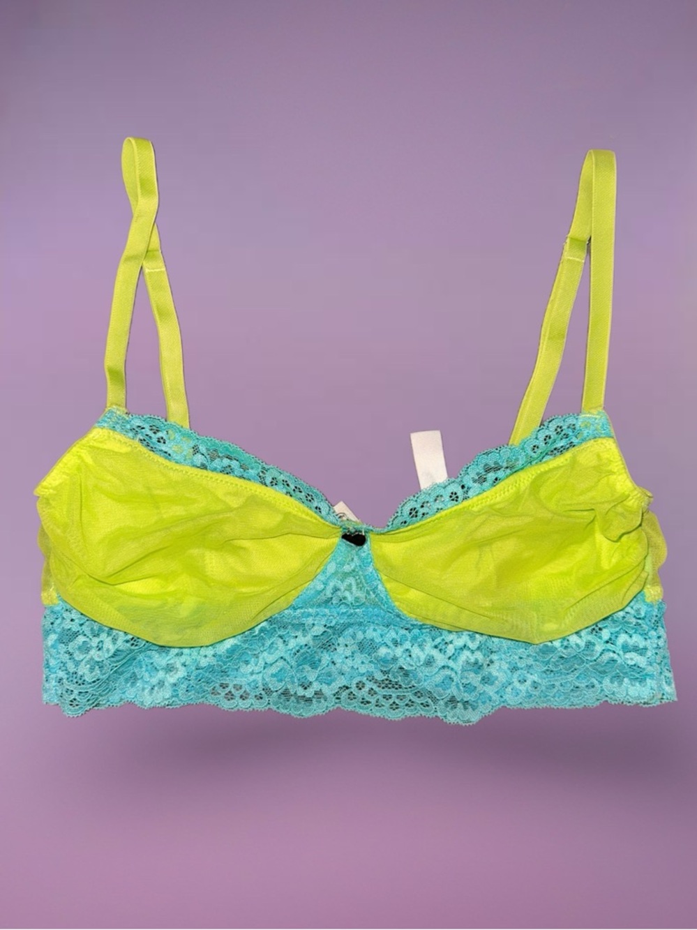 neon lime + aqua lace underwire bralette 💚🩵 y2k fairycore lingerie